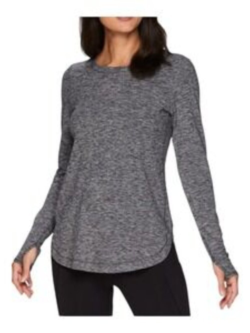 Athleta Women's Black Heather Uptempo Long Sleeve Top Size Small 54367